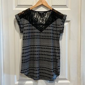 Express Lacy Geometric Top